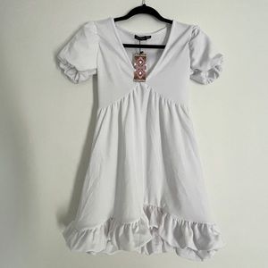 NWT Puff Sleeve White Mini Dress
